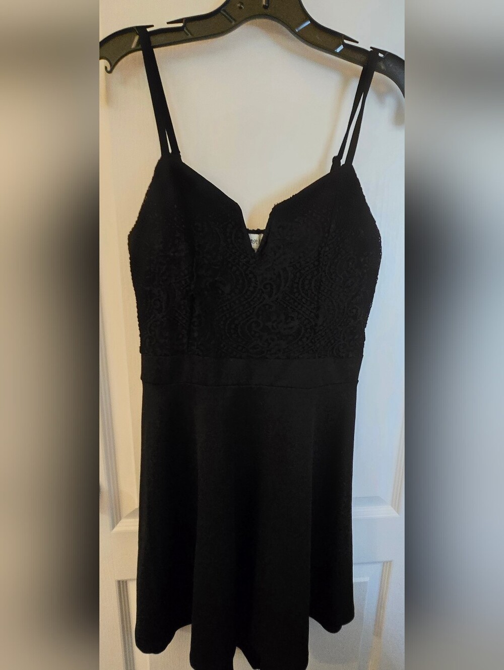 Almost Famous Black Lace Trim Top Short Dress Size Large